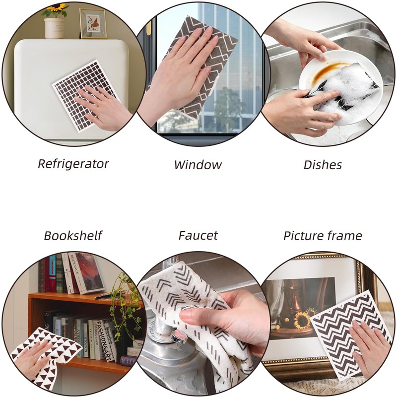 6 PCS Swedish Dishcloth - Reusable Cellulose Wooden Fiber Kitchen