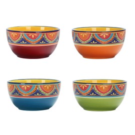 Bico Tunisian Cereal Bowls Set of 4, 26 oz Deep Ceramic Soup Bowls for Cereal, Salad, Noodles, Kitchen, Microwave and Dishwasher Safe, Gift for Housewarming and Thanksgiving