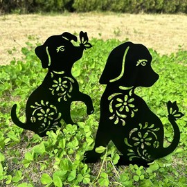 QBMYCN Cat Metal Garden Stakes Decorative,2 Pack Black Cat Silhouette Statues,for Yard, Garden, Lawn Outdoor Decorations.Cat Lovers Gifts. (Black cat)