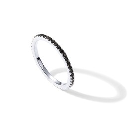 PAVOI 14K Gold Plated Sterling Silver Colored CZ Stones Stackable Ring | Simulated Diamond Eternity Bands for Women, 10, White Gold, black cz - white gold