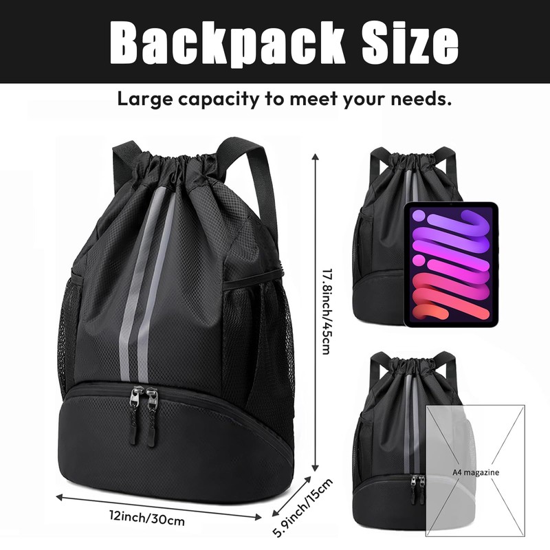 Waterproof Drawstring Backpack for Gym & Swim – Lightweight Sports