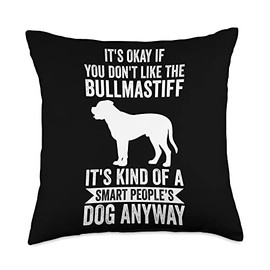 Funny Bullmastiff Gift for Men & Women It's A Smart People's Dog Anyway-Bullmastiff Throw Pillow, 18x18, Multicolor