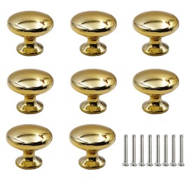 Gativs Pack of 8 Small Handle Drawer Cabinet Handle Knobs Single Hole Handle Door Handle Gold Round Drawer Handles Drawer Knobs Chest of Drawers Knobs for Cupboard Drawer Kitchen (25 mm x 30 mm)