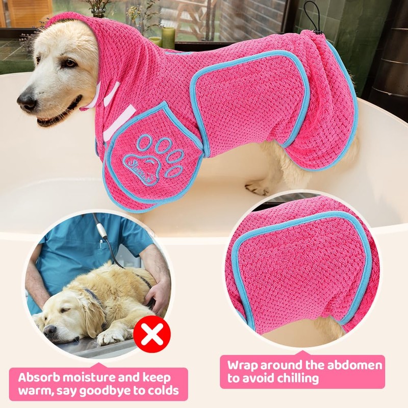SlowTon Dog Bathrobe - Super Absorbent Microfiber Pet Fast Drying