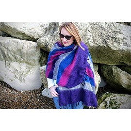 Scarf/Wrap - 100% Fair Trade - Faux Yak Nepalese Shawl 190 x 85cm (Purple Mix)