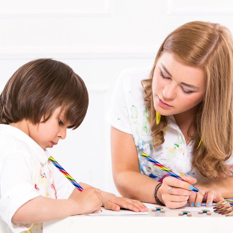 MisFun Pack of 12 Rainbow Pencils, Colouring Pencils Children, 4