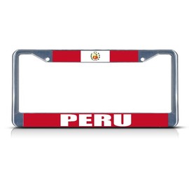 Fastasticdeals Peru Flag License Plate Frame Tag Holder Cover