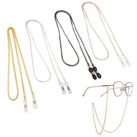 JSUOEO Pack of 5 Women's Glasses Chain, Sunglasses, Mask Chain, Metal Glasses Strap, Elegant Glasses Holder, Glasses Cord (5 Colours), Multicoloured