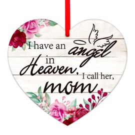 SICOHOME Mom Christmas Memorial Ornament,I Have an Angel in Heaven I Call Her Mom,Memorial Remembrance Sympathy Gift Loss of Mother,Angel Wing Memorial Ornament, in Loving Memory of Mom Gift