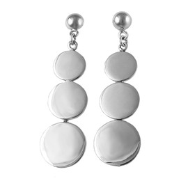 Triple Circle Long Heavy Solid 925 Sterling Silver Polished Dangle Earrings