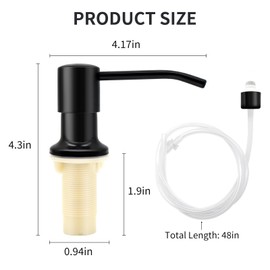 Soap Dispenser for Kitchen Sink, Stainless Steel Brushed Nickel Build in Sink Countertop Refillable Soap Dispenser Pump with 47" Extension Tube Kit and 360° Rotation Pump, Fit 0.8″ to 1.6″ inch Hole