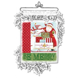 Heritage Lace Santa-Be Merry 12-Inch by 15-Inch Wall Hanging, White