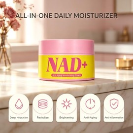 Crema NAD+ con 2% de niacinamida, crema hidratante facial Nad+ para mujeres, hombres, revitaliza la piel, ceramidas EOP y NP para soporte de barrera, 