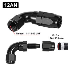 EVIL ENERGY 12AN 90 Degree One Piece Full Flow Hose End Fitting Swivel For CPE Braided Hose