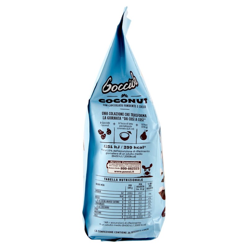 Pavesi Biscotti Frollini Gocciole Coconut, Biscotti da Colazione con Cioccolato
