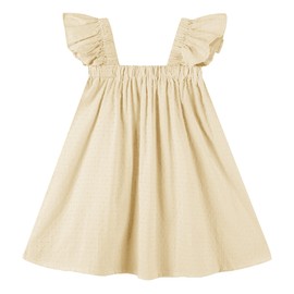 LNKXRTY Baby Girls Cotton Dress Sleeveless Swiss Dot Dress Toddler A-Line Casual Dress Sleeveless Baby Cute Party Dresses 688 Beige 110