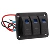 3 Gang Rocker Switch Overcurrent Protection LED Blue Backlit IP65