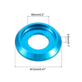 MECCANIXITY Arandelas Cónicas M5 De Cabeza Avellanada, Diámetro Del Agujero 5mm/0.2" Arandelas De De Cabeza De Copa De Aluminio Para Tornillos RC/FPV/PC Mecánicos Pcs, 20 Pcs(Azul Cielo)