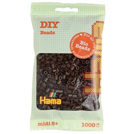 Hama Midi Bio Beads Bag | Approx. 1000 Fuse Beads | Mosaic Decoration Arts & Craft for Creative Children Ages 5+ | Brown