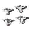 4Pcs Small Caster Wheels 1in Diameter Steel Rubber Rotating Locking