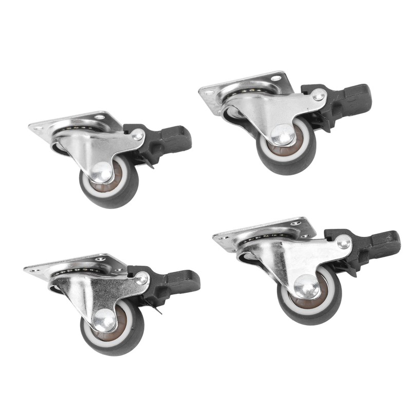 4Pcs Small Caster Wheels 1in Diameter Steel Rubber Rotating Locking