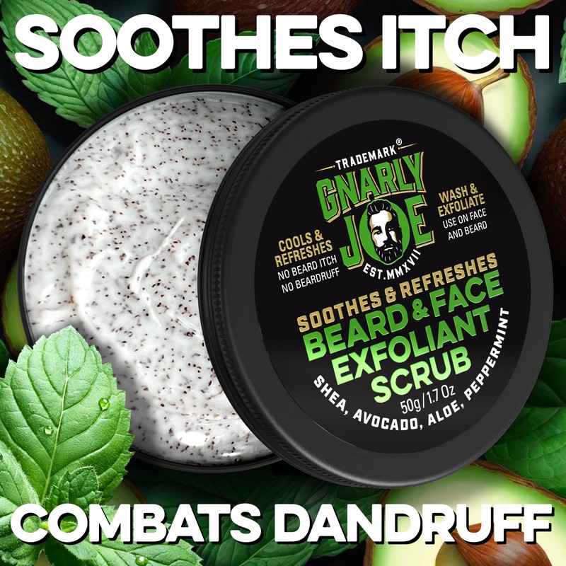 Gnarly Joe Refreshing Peppermint Beard and Face Exfoliant, Wash and
