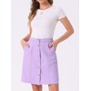 Allegra K Women's Summer Denim Skirt with Pockets Button Front