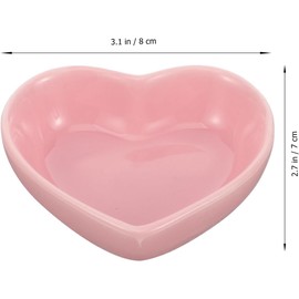 Snack Food Small Ceramic Bowl Heart Shaped Bowl Cute Hamster Rabbit Food Dish Water Feeding for Bunny （Pink）