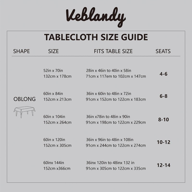 Veblandy Rectangle Tablecloth Linen Textured Waterproof & Stain Resistant Table