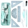 Finehome School Compass, Ruler Set, 9-Piece Set, Protractor, Compass, Triangle