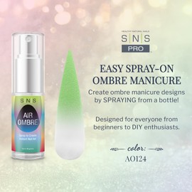 SNS Healthy Natural Nails SNS Air Ombre Nail Spray Powder (Green, AO124) - Nail Art Manicure Designs Using Spray-On Tech - For Beginner Nail Techs & DIY Enthusiasts - Works With Dip Powder, UV Gel & Acrylic