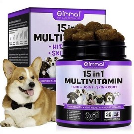 oimmal Dog Multivitamin 30 Chews 15 in 1 Dog Vitamins & Supplements Dog Multi Vitamins