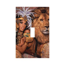 African Black Women Lady Lion 1 Gang Light Switch Plate Outlet Cover Decorative Single Toggle Wall Plate Cover Electrical Switchplate Faceplate