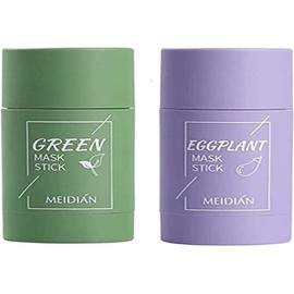 REMIFA 2pcs máscara de arcilla purificadora de té verde, máscara exfoliante de té verde limpieza profunda de puntos negros, control de aceite de berenjena y textura fina de la piel, hidratante