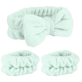 Diadema Y Muñequeras Skincare Para Cuidado Facial Y El Maquillaje, Accesorios Para Sujetar El Cabello, Aplicar Mascarillas, Tratamientos Faciales Y Cosméticos Spa En Casa (Verde)