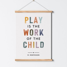 Play is The Work of The Child Wooden Hanging Poster Play Therapy Wall Decor Play Room Decor Boho Classroom Decor Wall Hanging Kids Room Wall Decor Canvas Hanging Poster