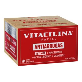Vitacilina Crema Facial Antiarrugas con Retinol y Ácido Hialurónico, Uso Día y Noche, 100g, Todo Tipo de Piel