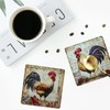 Rooster Coasters Square Leather Drinks Coaster Set with Holder for