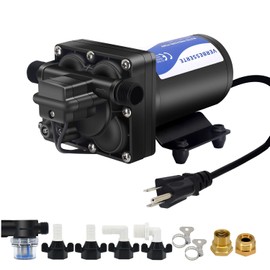 RV Fresh Water Pump 110V Water High Pressure Increase Booster Pump for Home Irrigation 5.5GPM 75PSI Marine Boat Washdown Pump Diaphragm on Demand Water Pump for Yard Garden Camp Yacht