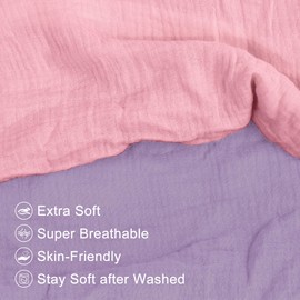 Pro Goleem Muslin Nursing Pillow Cover, 100% Cotton Soft Breathable Feeding Pillow Slipcover for Breastfeeding Moms, Fits Standard Infant Nursing Pillow, for Boys and Girls, 2 Pack (Pink＆Purple)