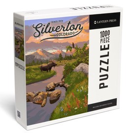 Silverton, Colorado, Moose and Mountain Stream at Sunset (1000 Piece Puzzle, Challenging Jigsaw Puzzle for Adults, Made in USA)