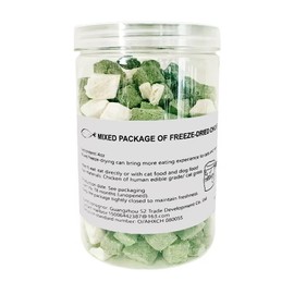 Fangool 4oz Mixed Package of Freeze-Dried Chicken with cat Grass/Nutritious Cat Treat. Cat Grass Treats for Hairbal Remedy and Teeth Cleaning/High Protein/Travel Pet Snack Box