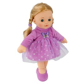 12" Baby Doll Sleeping Snuggle Cuddle Toy Soft Plush Body Rag Doll with Vinyl Head, Open & Close Eyes, and Styling Hair, For Ages 18 months (Purple)