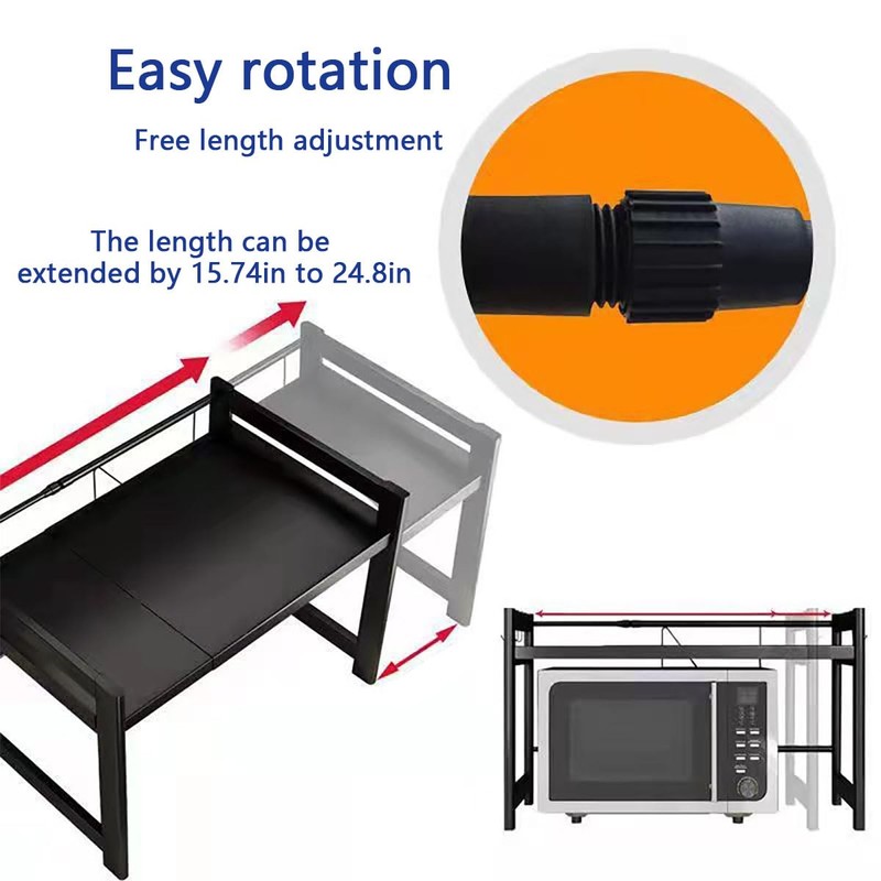 Extendable Microwave Oven Rack, 15.7~24.8" L Expandable Microwave Stand with