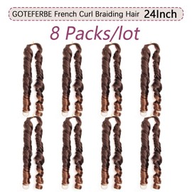 French Curly Braiding Hair Pre Stretched Loose Wavy Braiding Hair French Curl Crochet Braids for Women Loose Wavy Curl Hair Extensions 24 Inch