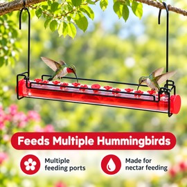 Hummingbird Feeder for Outdoors, 18-Inch Hanging Nectar Feeder with Multiple Feeding Ports for Garden, Patio, Porch & Backyard