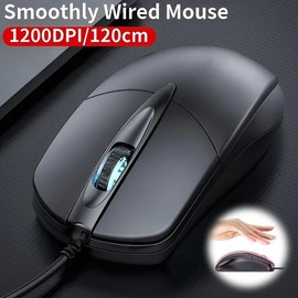 YABABU Wired Computer Mouse, USB Optical mouse for gaming,Home,Business and office work,Black Wire computer Mice Compatible with Laptop Pc Computer Mac Desktop. (Black)