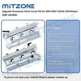 MITZONE 2x Upgrade Aluminum Valve Cover Kit for 2003-07 Infiniti G35 Nissan 350Z VQ35DE
