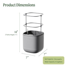 Vego garden Mini Planter Indoor Pots with Trellis Self-Watering Herb Countertop Planter for Climbing Vegetables Flowers Mint Plants Cage- Fog Gray