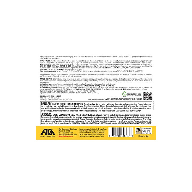 FILA Surface Care Solutions PW10 Anti-Contaminant Back Sealer, 1 GAL